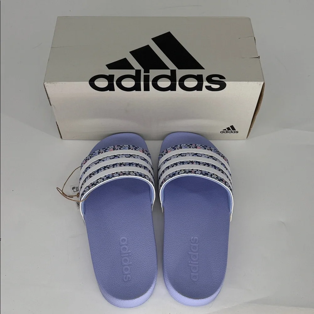 Adidas Adilette Shower K Slides Floral Purple Kids Size 2 | IH2720 w/ Box NWT - Picture 6 of 7